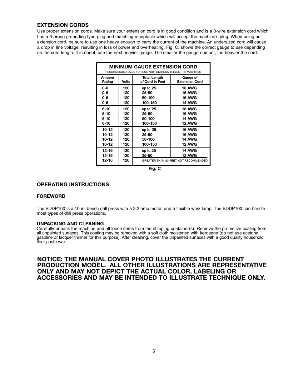 Extension cords, Operating instructions | Black & Decker BDDP100 User Manual | Page 5 / 38