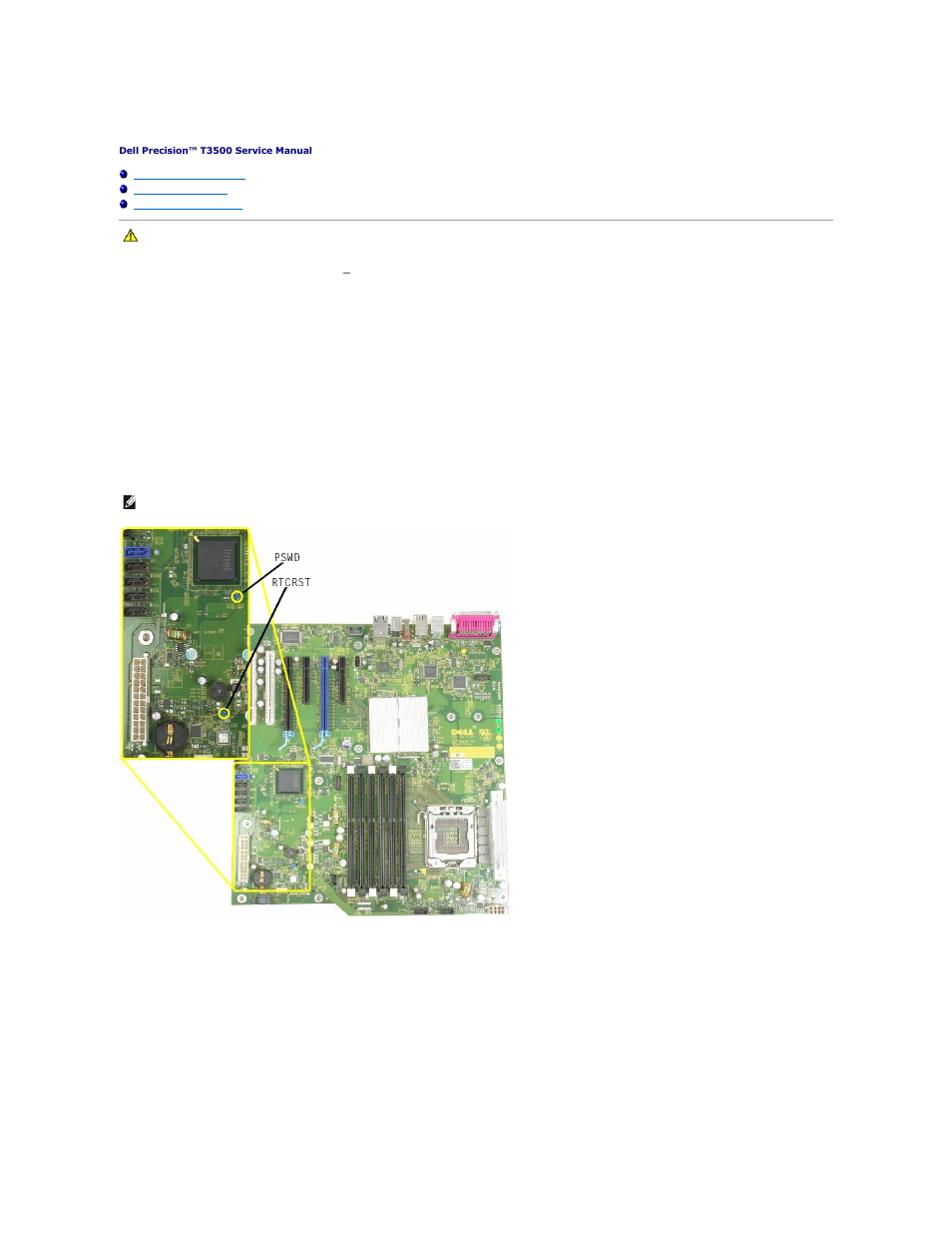 About your system board, Password enable jumper, Nvram reset jumper | System board schematic | Dell Precision T3500 (Early 2009) User Manual | Page 2 / 77