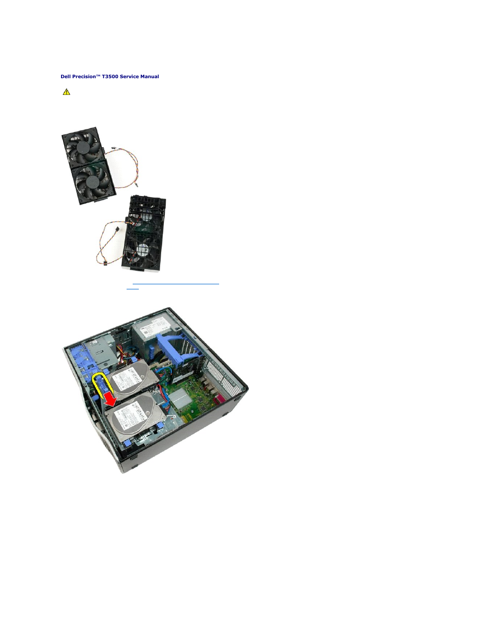 Front fan assembly, Removing the front fan assembly | Dell Precision T3500 (Early 2009) User Manual | Page 23 / 77