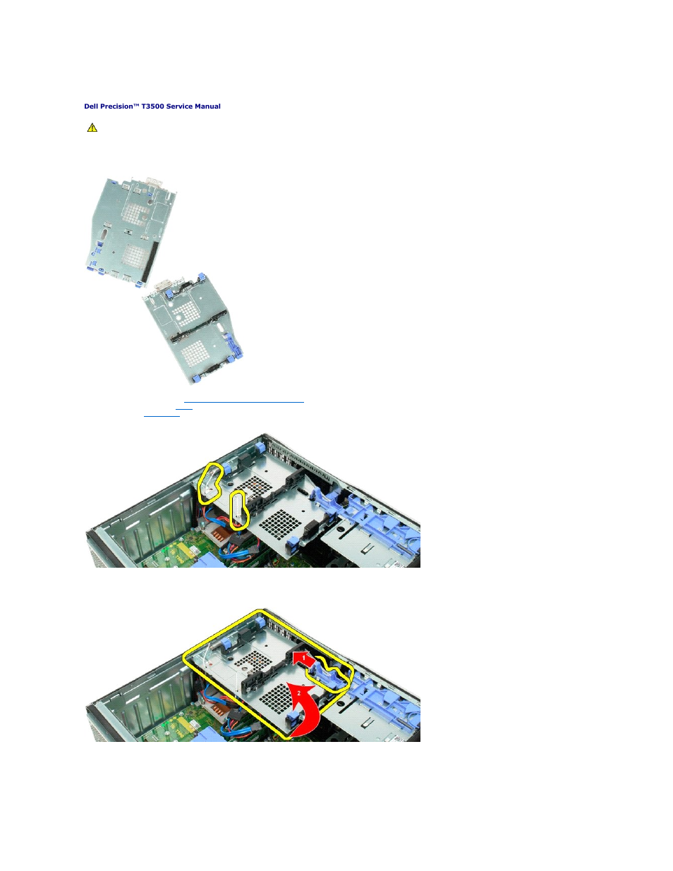 Hard drive tray, Removing the hard drive tray | Dell Precision T3500 (Early 2009) User Manual | Page 32 / 77