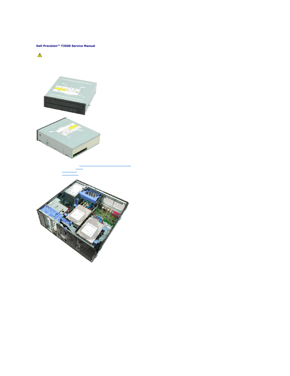 Optical drive, Removing the optical drive | Dell Precision T3500 (Early 2009) User Manual | Page 49 / 77