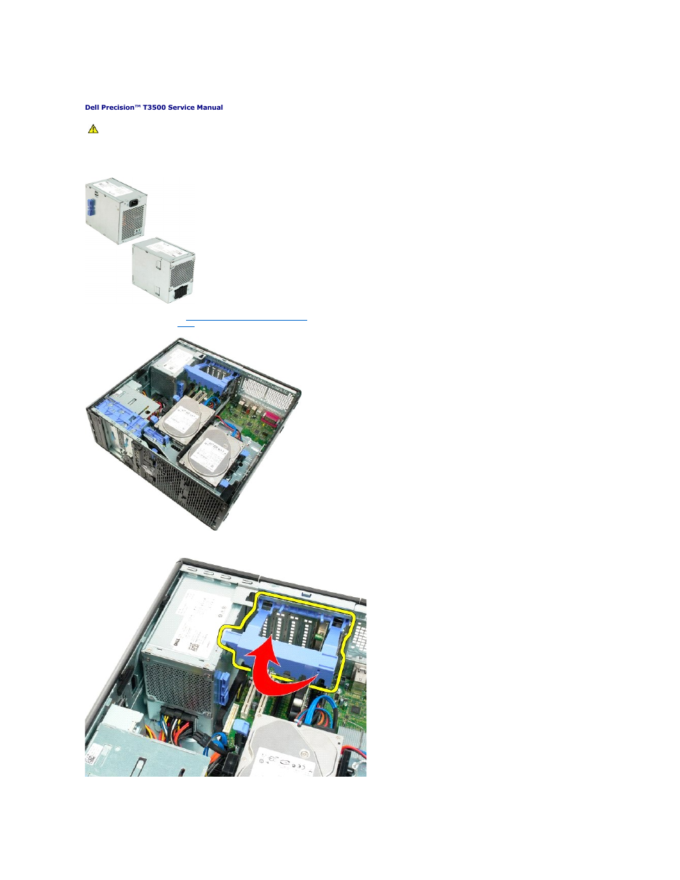 Power supply, Removing the power supply | Dell Precision T3500 (Early 2009) User Manual | Page 57 / 77