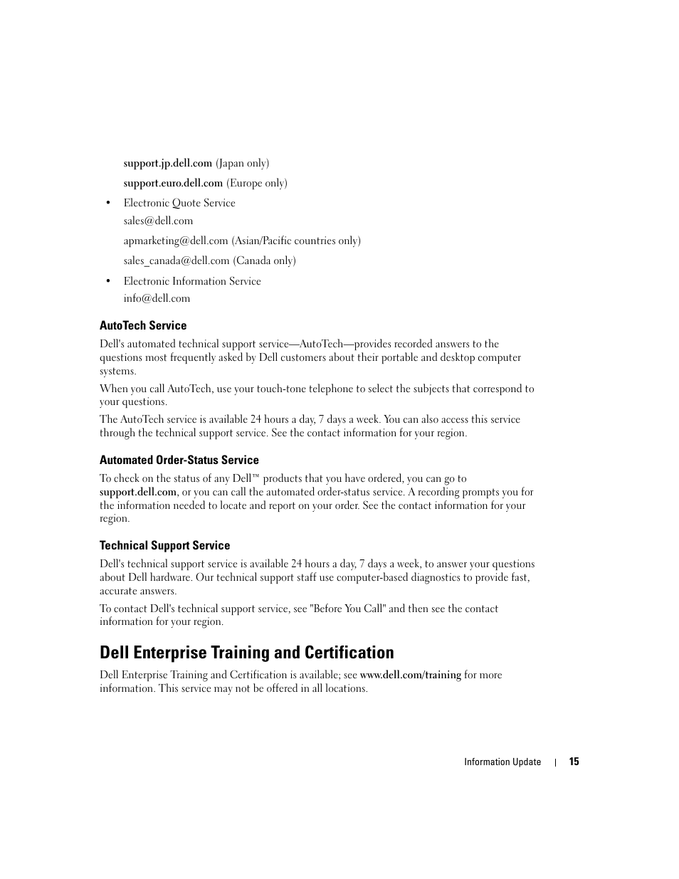 Dell enterprise training and certification | Dell PowerEdge 7250 User Manual | Page 15 / 34