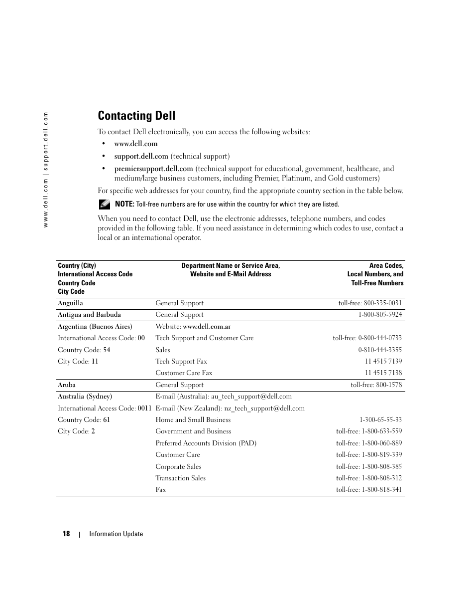 Contacting dell | Dell PowerEdge 7250 User Manual | Page 18 / 34