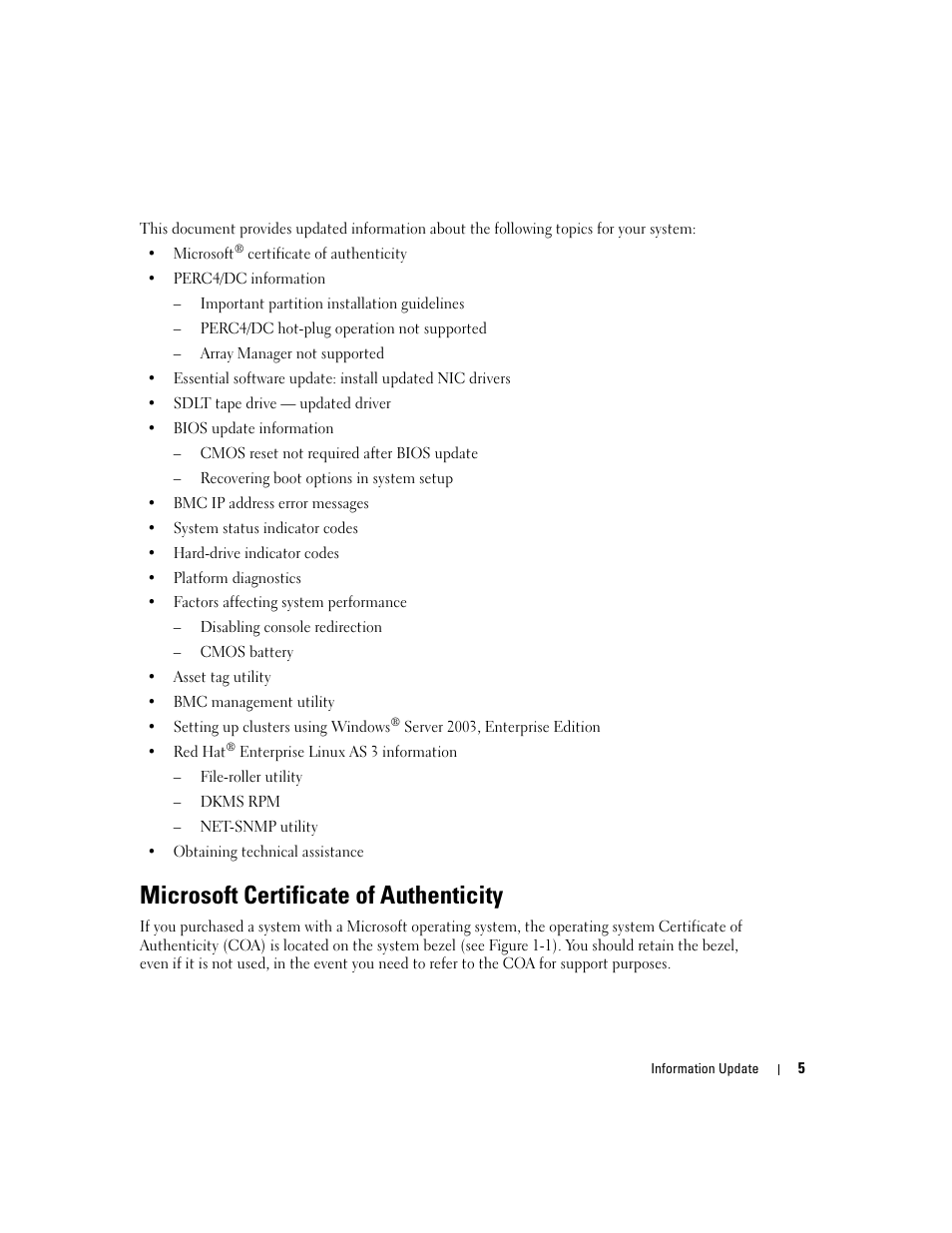 Microsoft certificate of authenticity | Dell PowerEdge 7250 User Manual | Page 5 / 34
