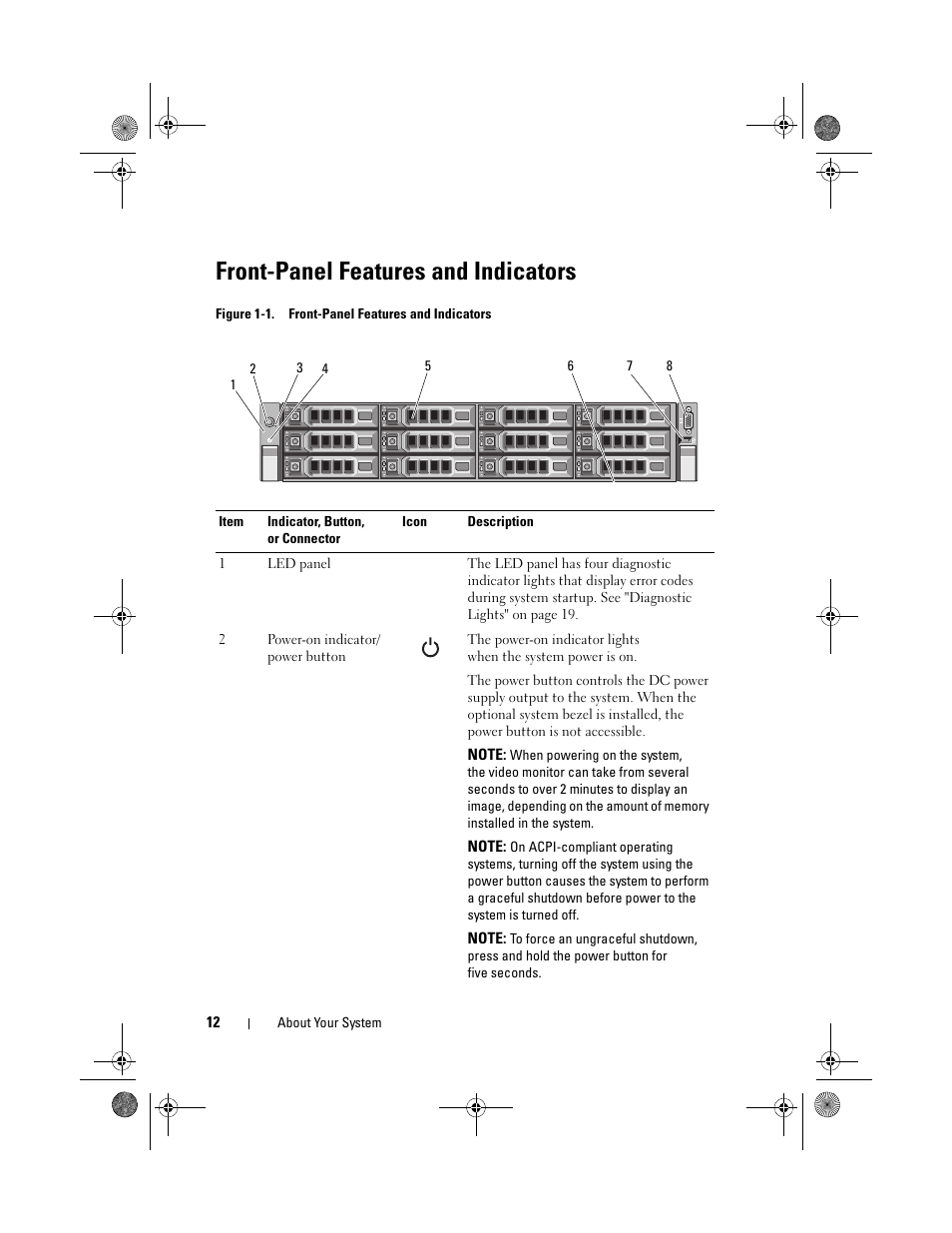 Front-panel features and indicators | Dell PowerVault DL2200 CommVault User Manual | Page 12 / 164