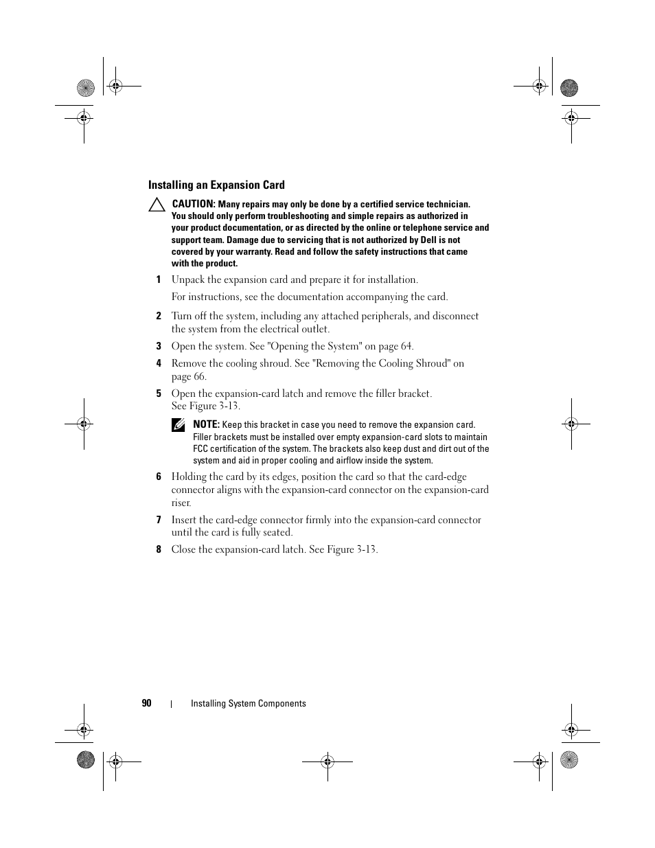 Installing an expansion card | Dell PowerVault DL2200 CommVault User Manual | Page 90 / 164