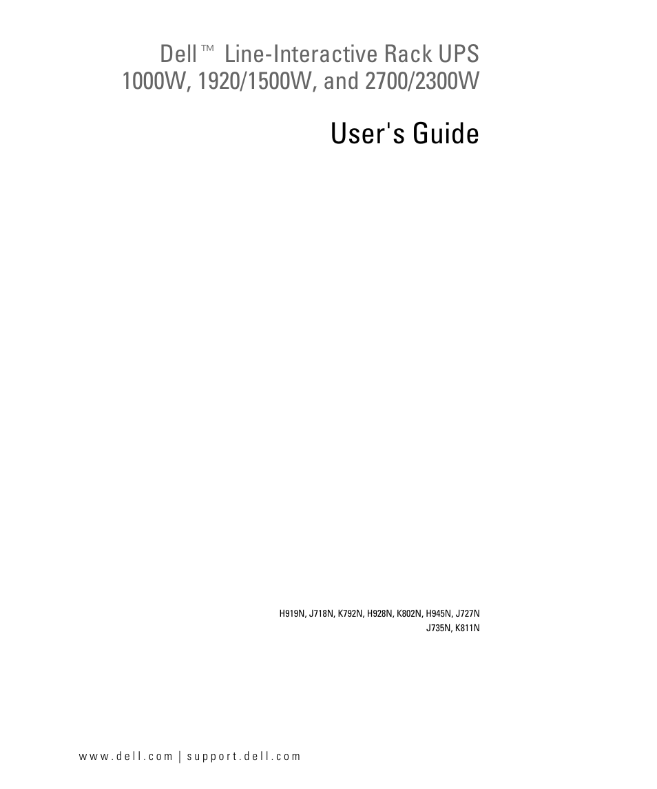 Dell UPS 1000R User Manual | 73 pages