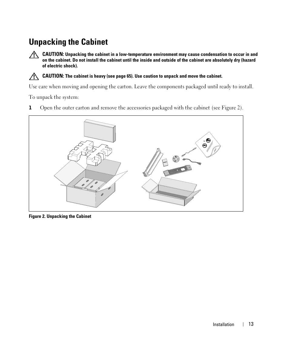 Unpacking the cabinet | Dell UPS 1000R User Manual | Page 13 / 73