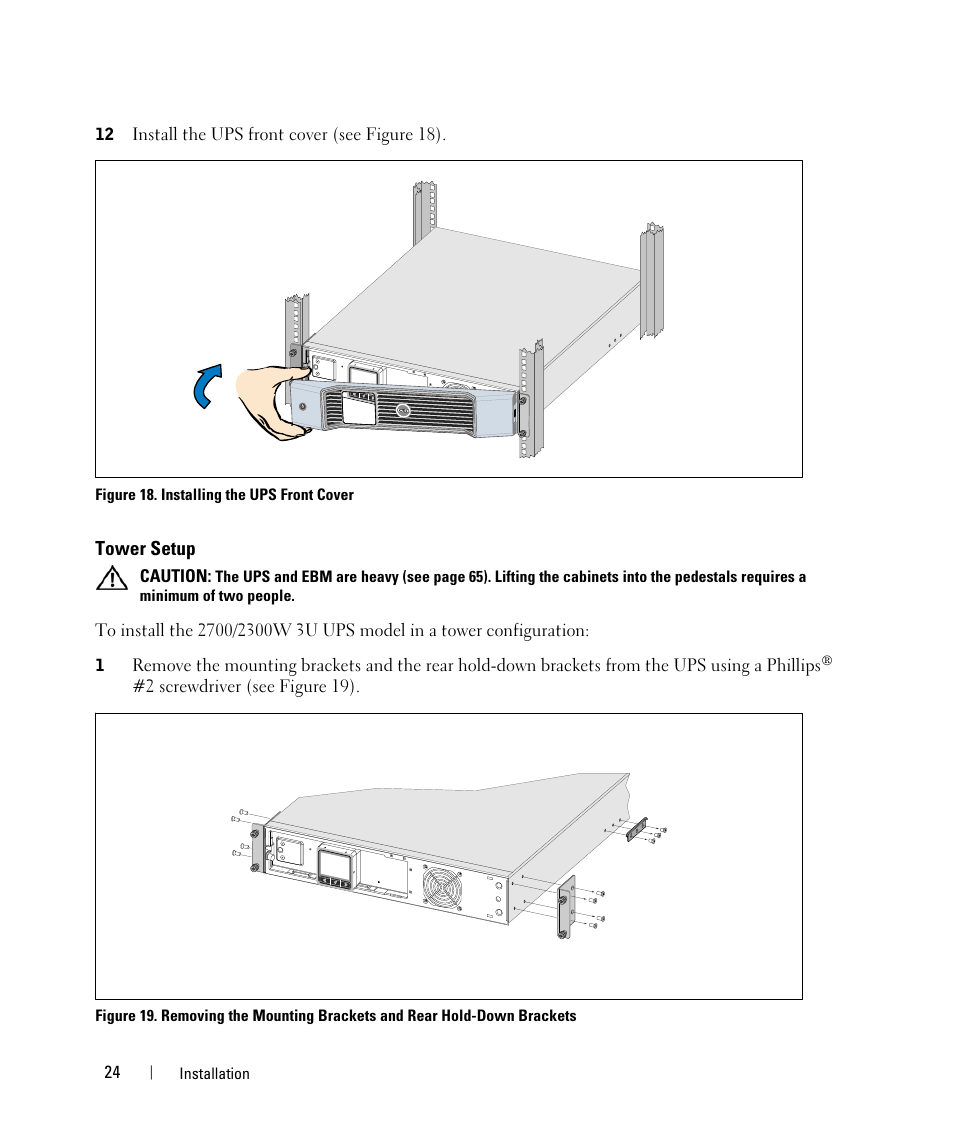 Tower setup | Dell UPS 1000R User Manual | Page 24 / 73