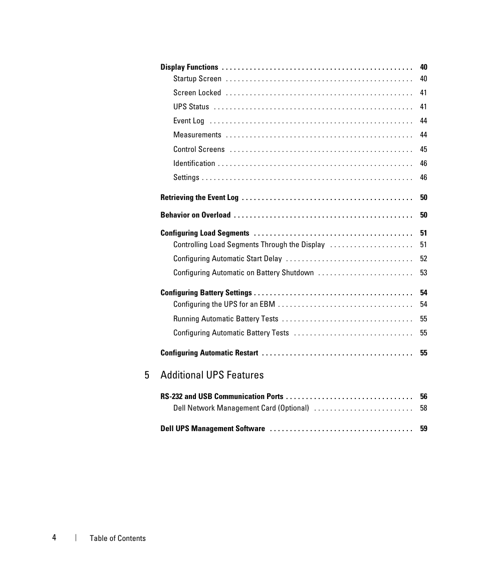 5additional ups features | Dell UPS 1000R User Manual | Page 4 / 73