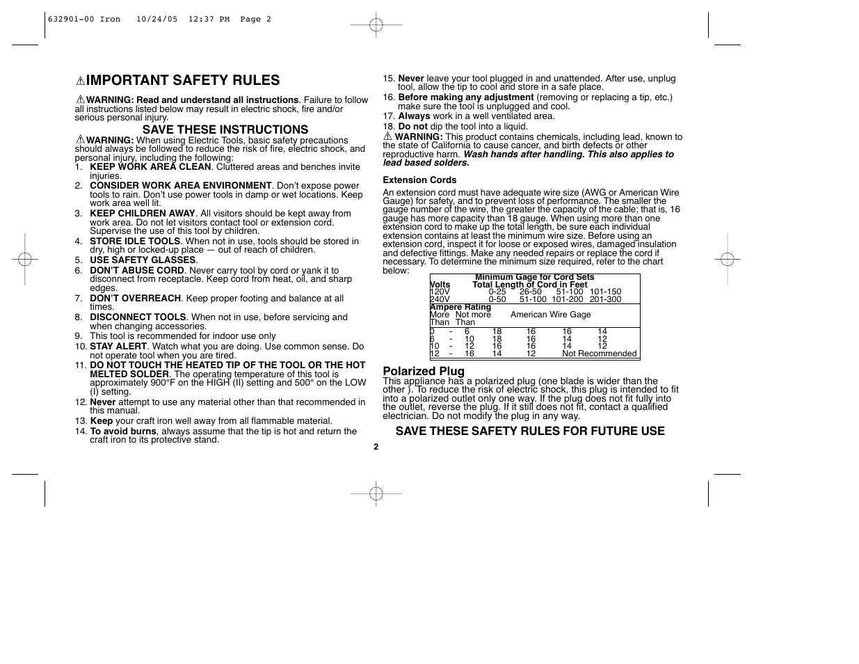 Important safety rules | Black & Decker CI500 User Manual | Page 2 / 21