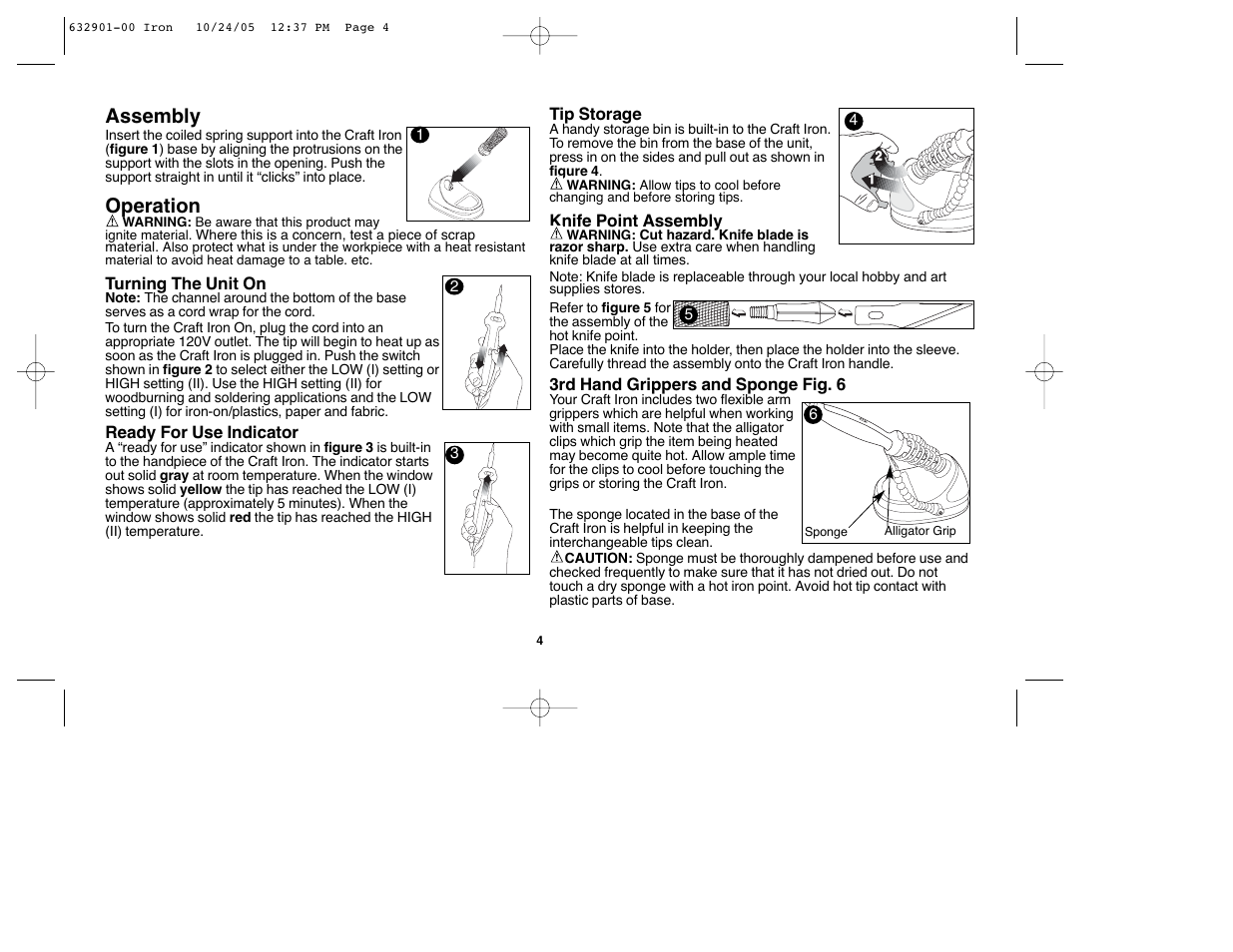 Assembly, Operation | Black & Decker CI500 User Manual | Page 4 / 21
