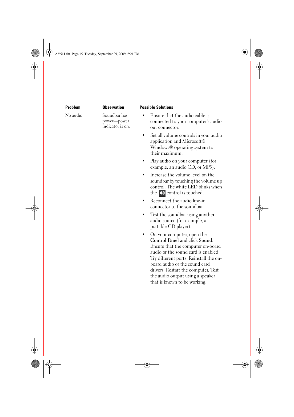 Dell FDP SoundBar with Virtual Surround (AY511) User Manual | Page 7 / 12
