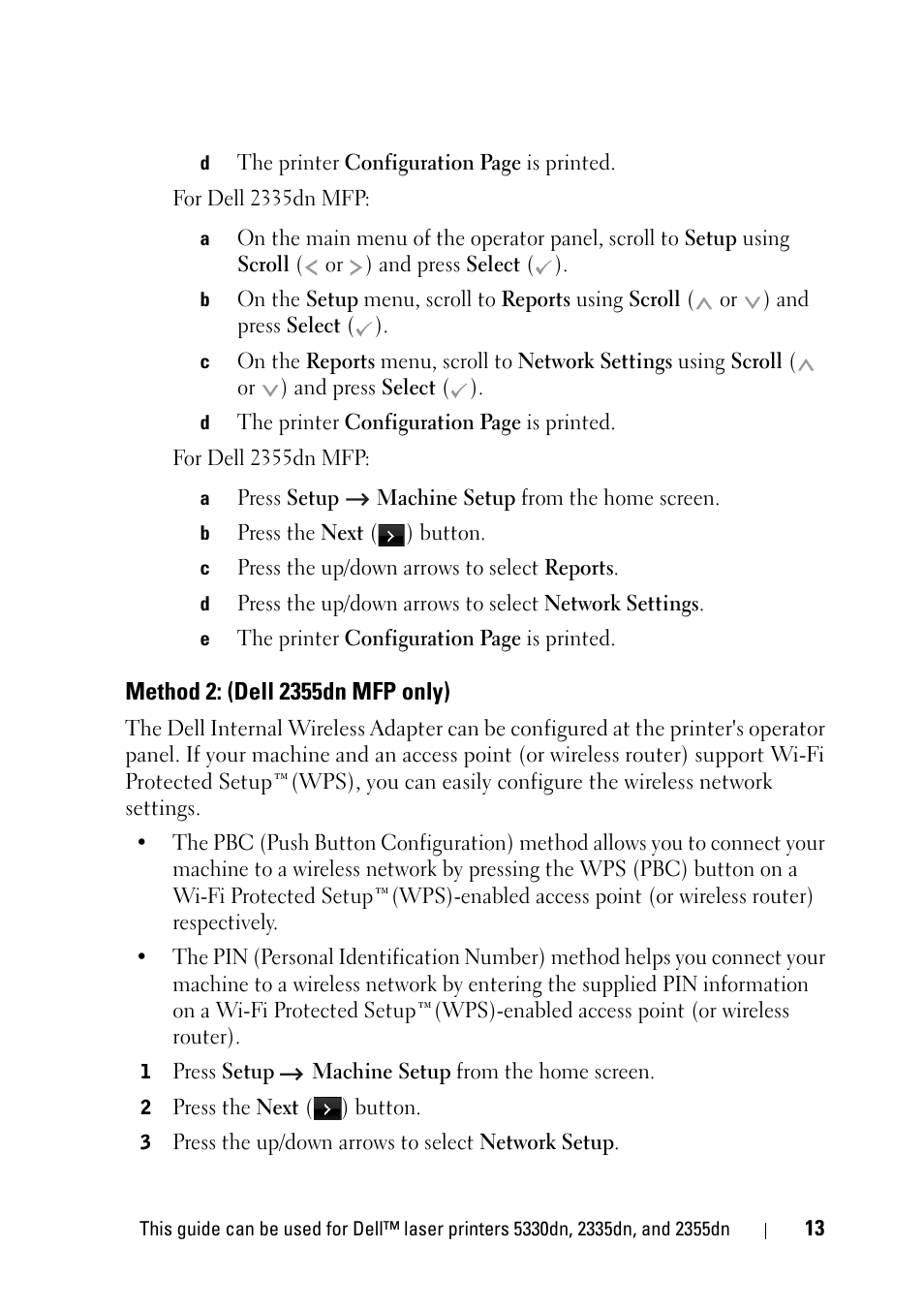 Method 2: (dell 2355dn mfp only) | Dell 2355dn Multifunction Mono Laser Printer User Manual | Page 15 / 68