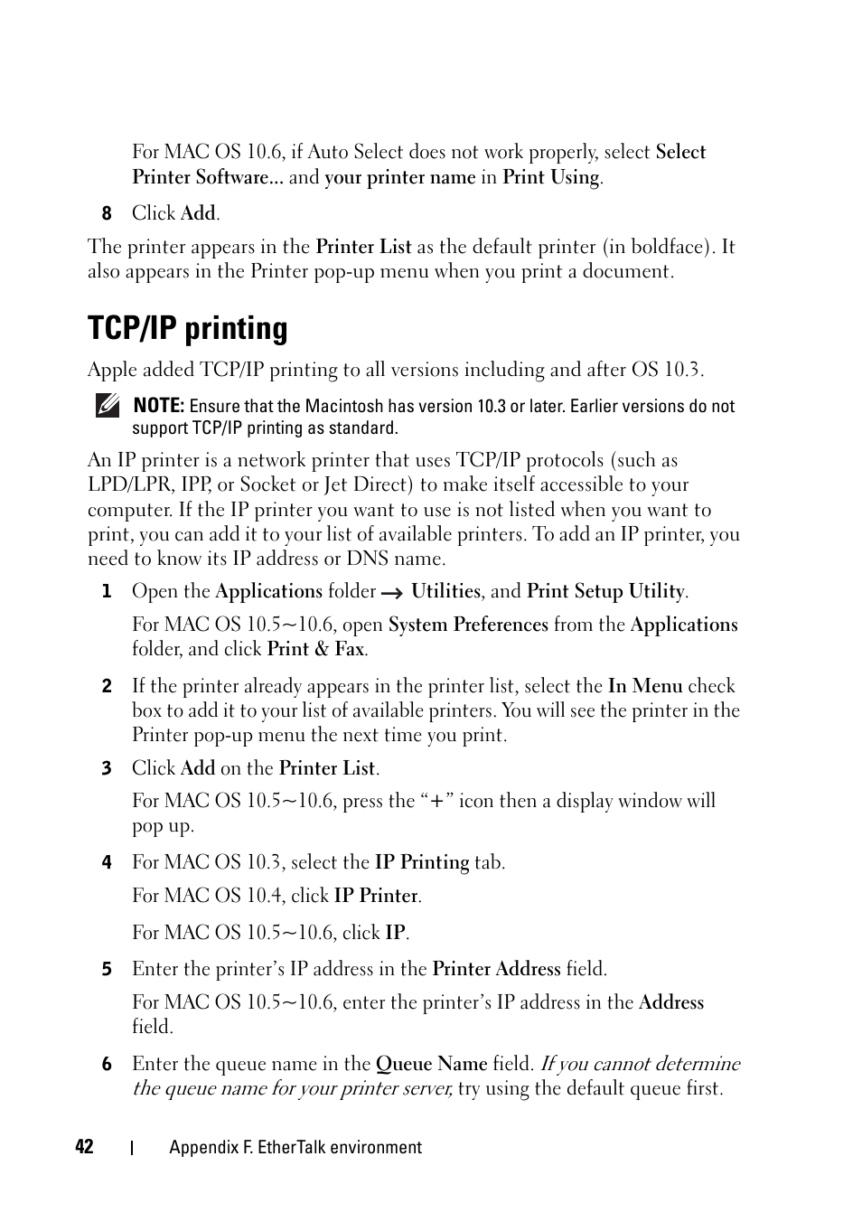 Tcp/ip printing | Dell 2355dn Multifunction Mono Laser Printer User Manual | Page 44 / 68