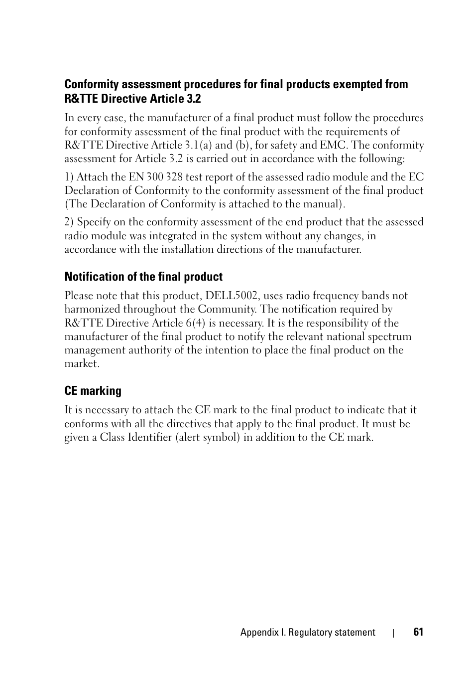 Notification of the final product, Ce marking | Dell 2355dn Multifunction Mono Laser Printer User Manual | Page 63 / 68