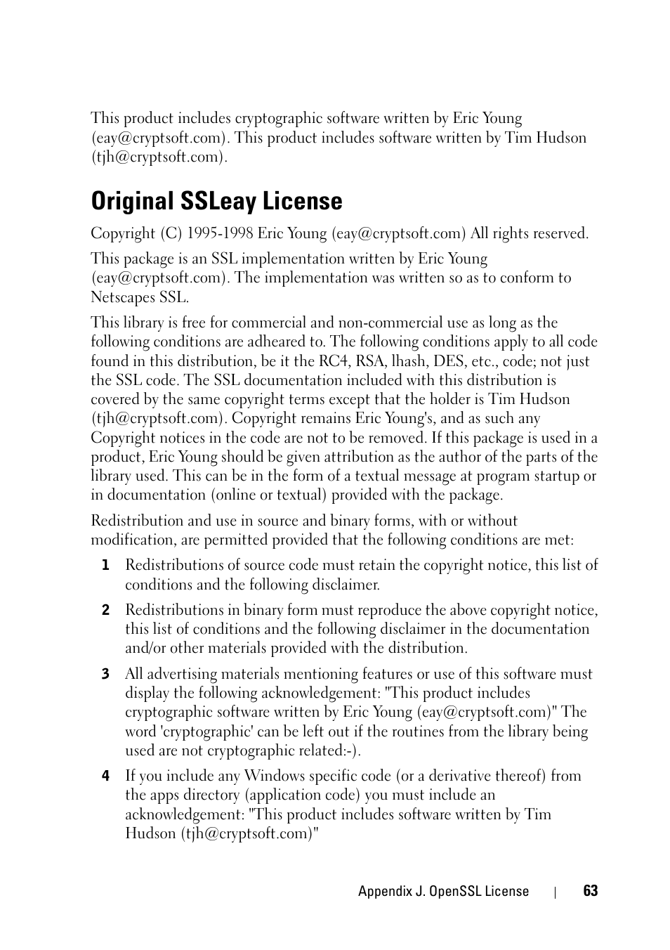 Original ssleay license | Dell 2355dn Multifunction Mono Laser Printer User Manual | Page 65 / 68