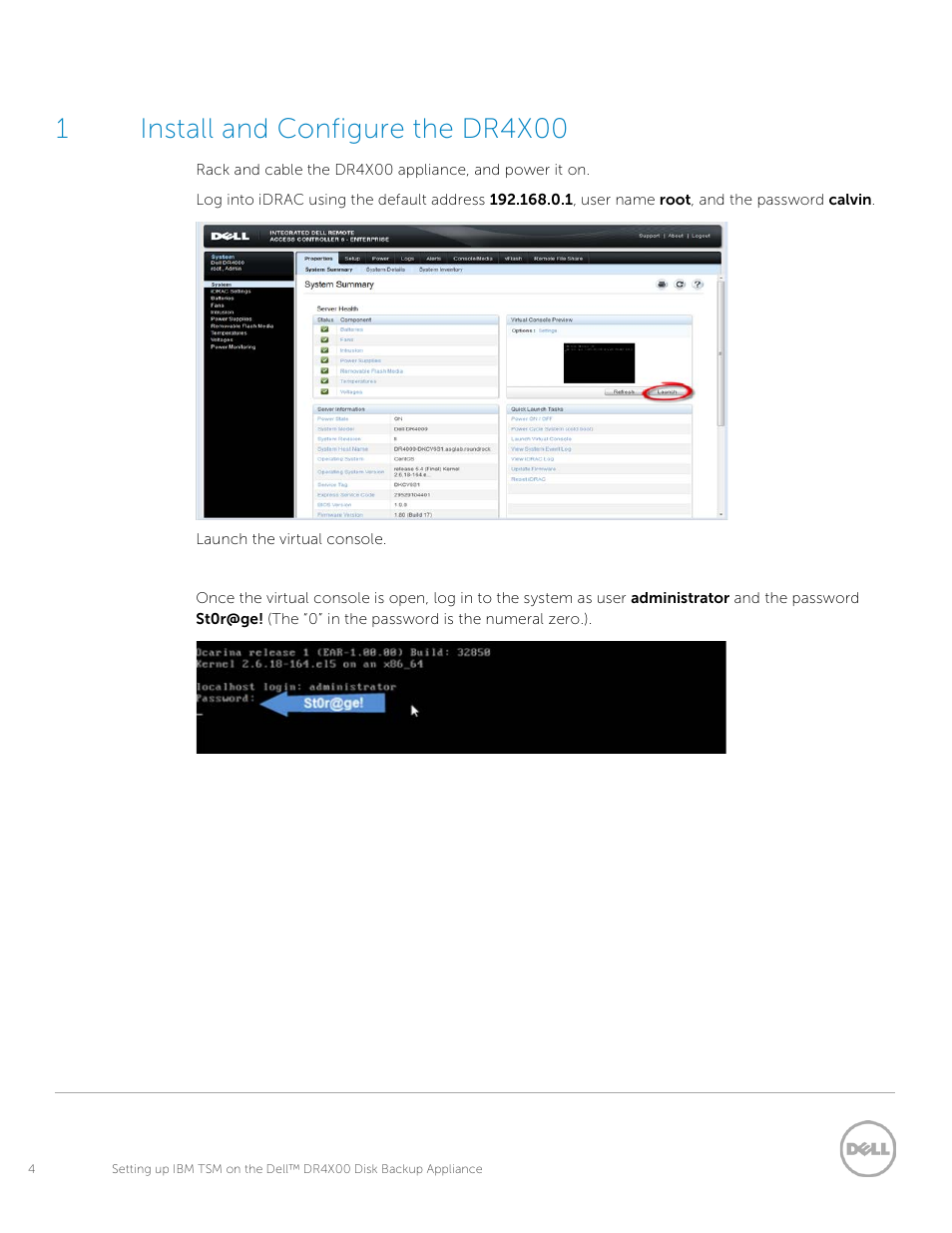 1 install and configure the dr4x00, Install and configure the dr4x00, 1install and configure the dr4x00 | Dell DR4000 User Manual | Page 4 / 26