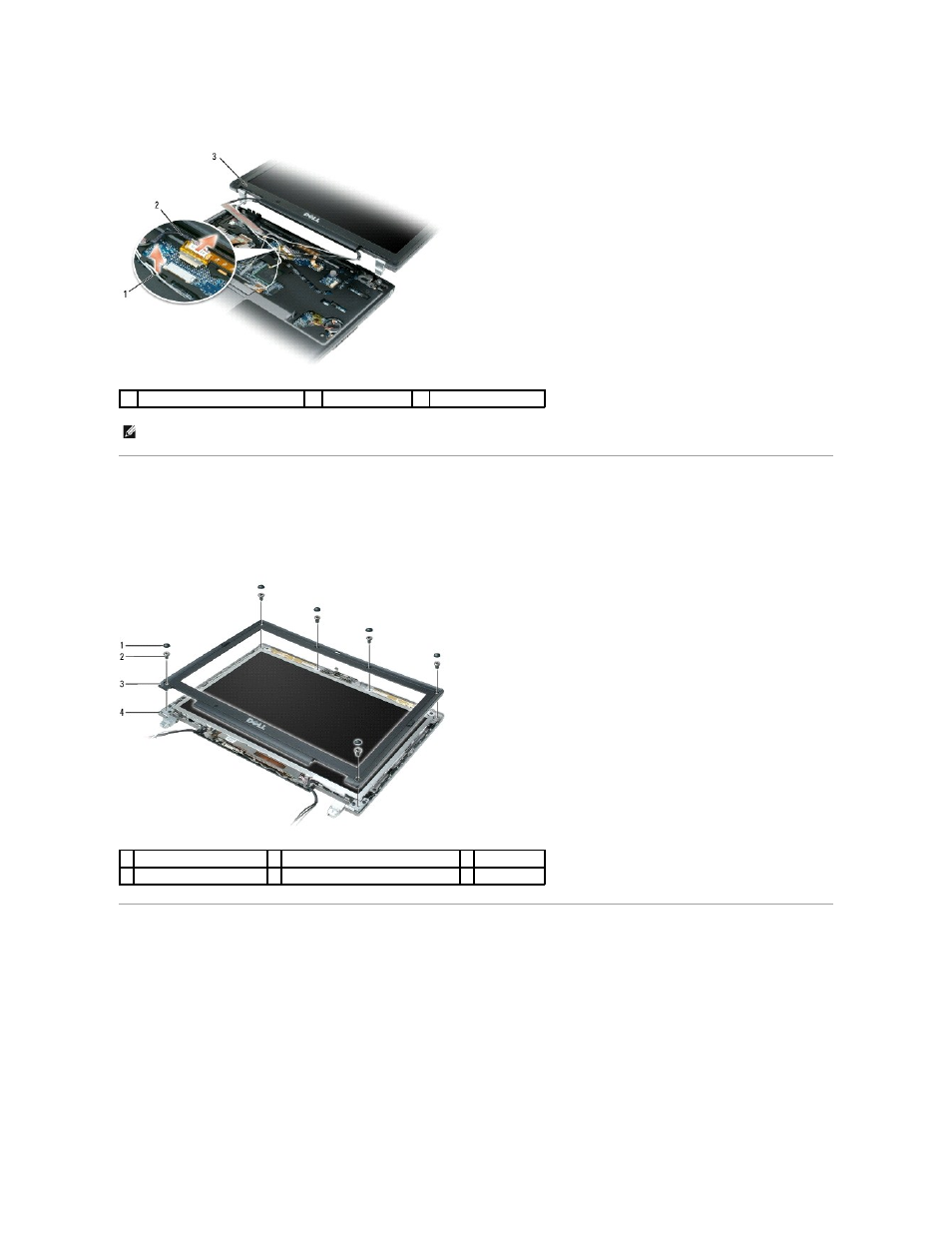 Removing the display bezel, Removing the display panel | Dell Latitude D430 (Mid 2007) User Manual | Page 16 / 37