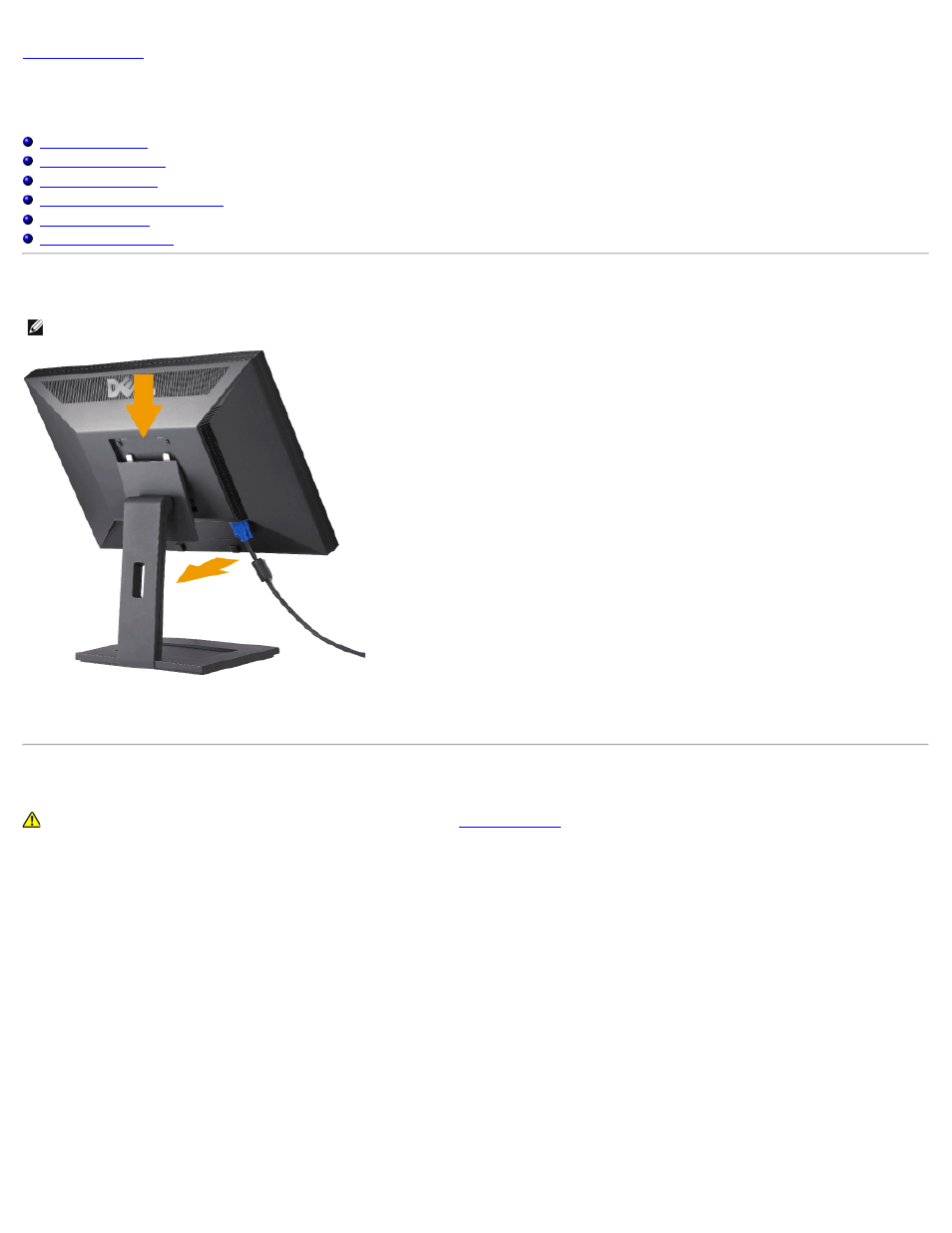 Setting up the monitor, Attaching the stand, Connecting your monitor | Dell E2209WFP Monitor User Manual | Page 10 / 29