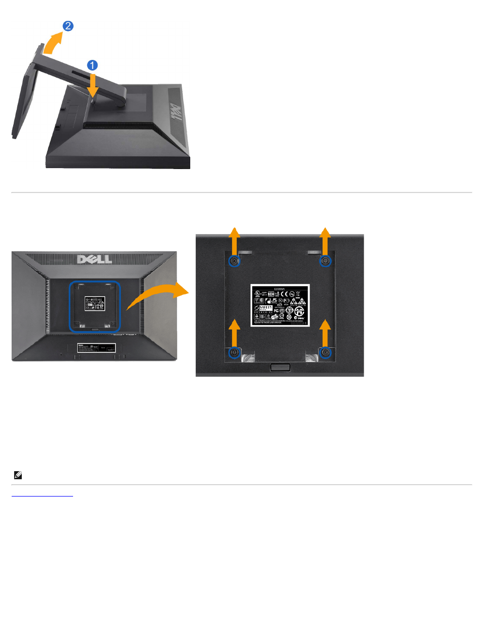 Wall mounting (optional) | Dell E2209WFP Monitor User Manual | Page 13 / 29