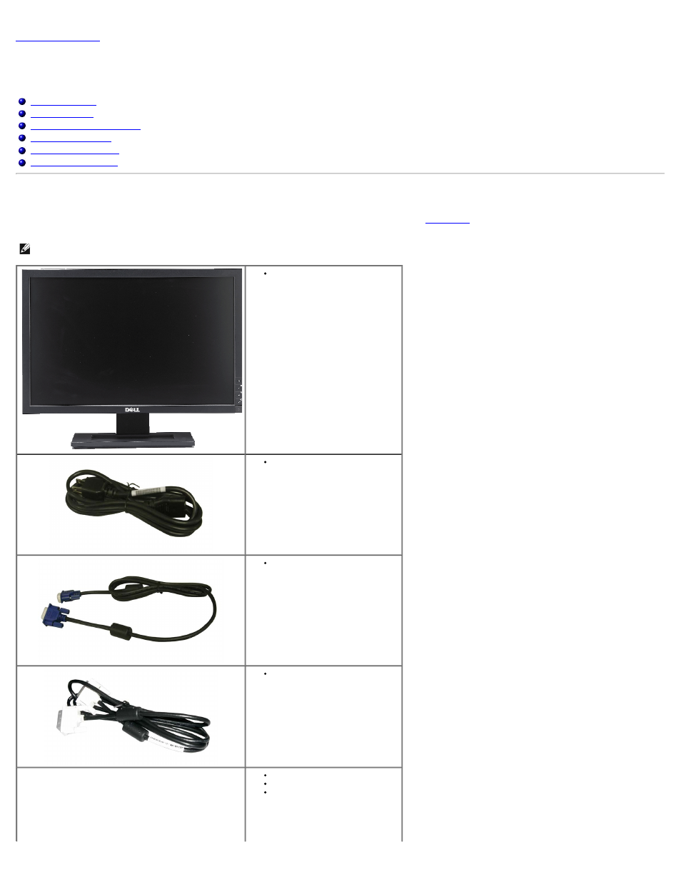 About your monitor, Package contents | Dell E2209WFP Monitor User Manual | Page 2 / 29