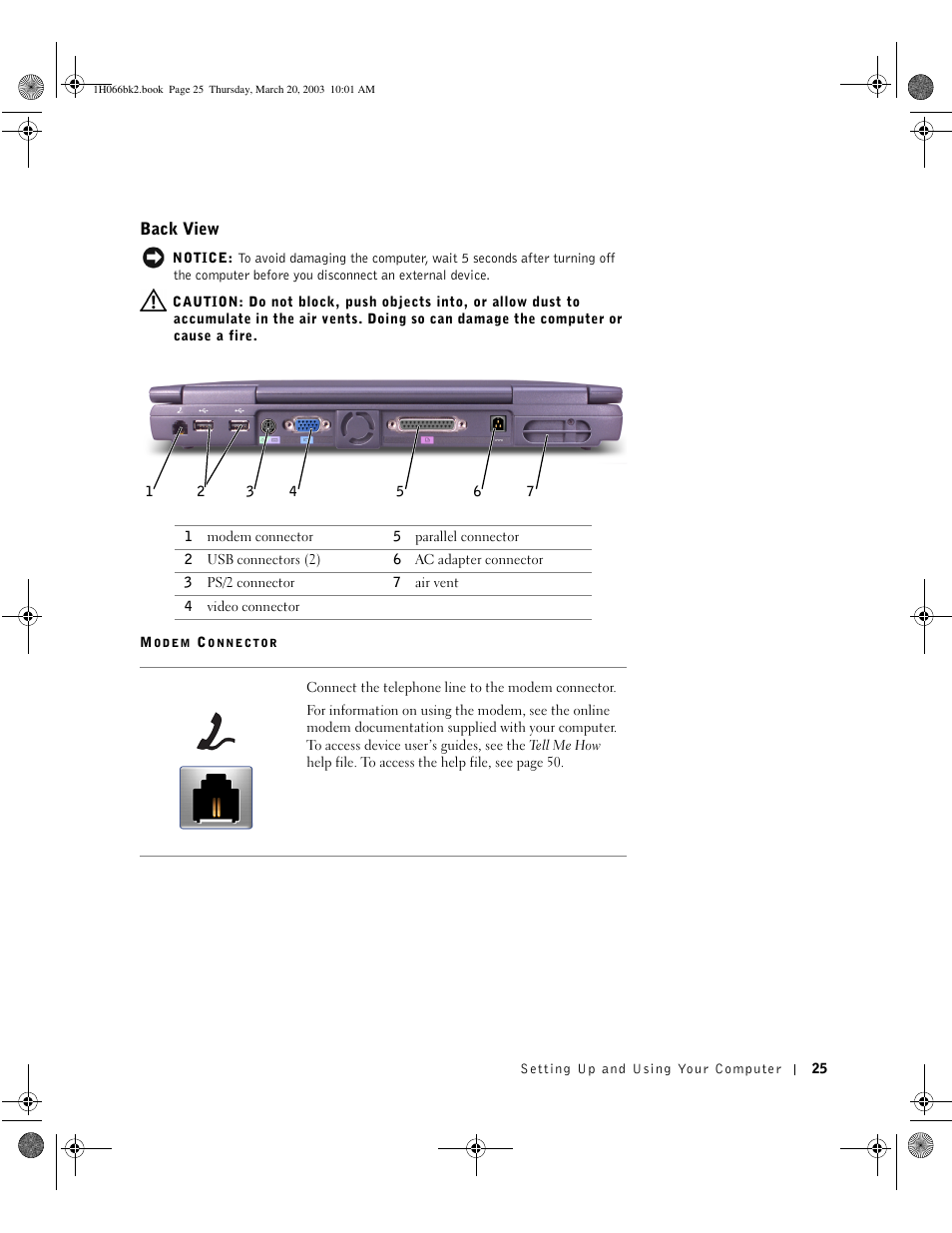 Back view | Dell Inspiron 2650 User Manual | Page 25 / 134