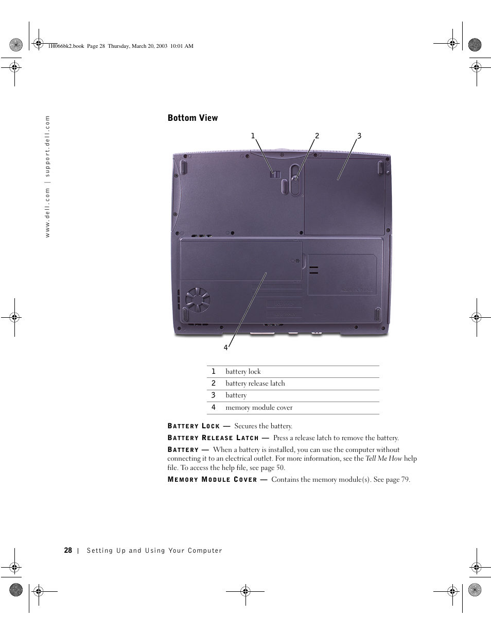 Bottom view | Dell Inspiron 2650 User Manual | Page 28 / 134