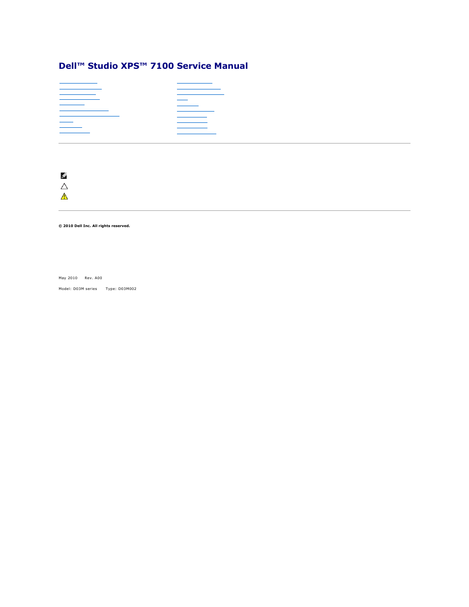 Dell Studio XPS 7100 (Mid 2010) User Manual | 53 pages