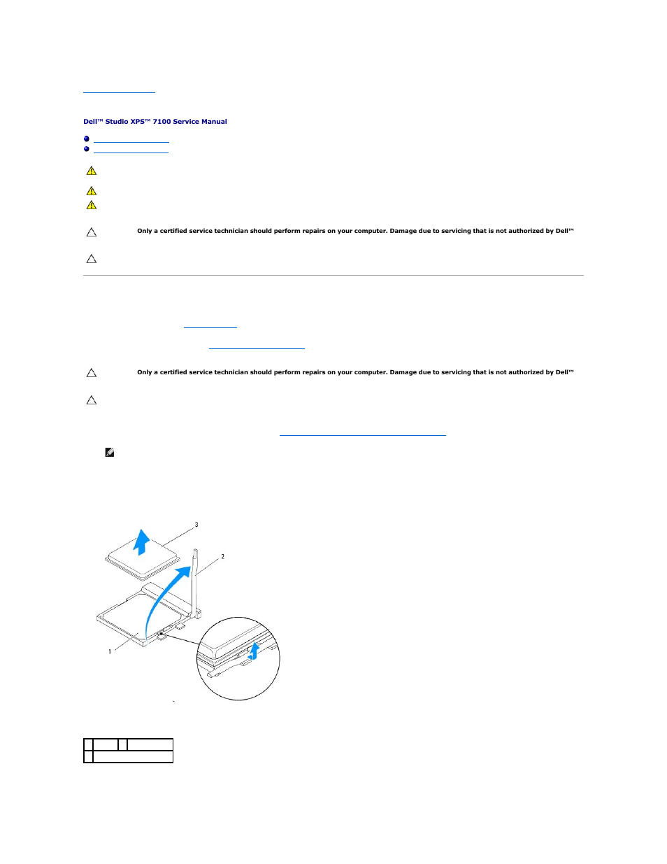 Processor, Removing the processor | Dell Studio XPS 7100 (Mid 2010) User Manual | Page 17 / 53