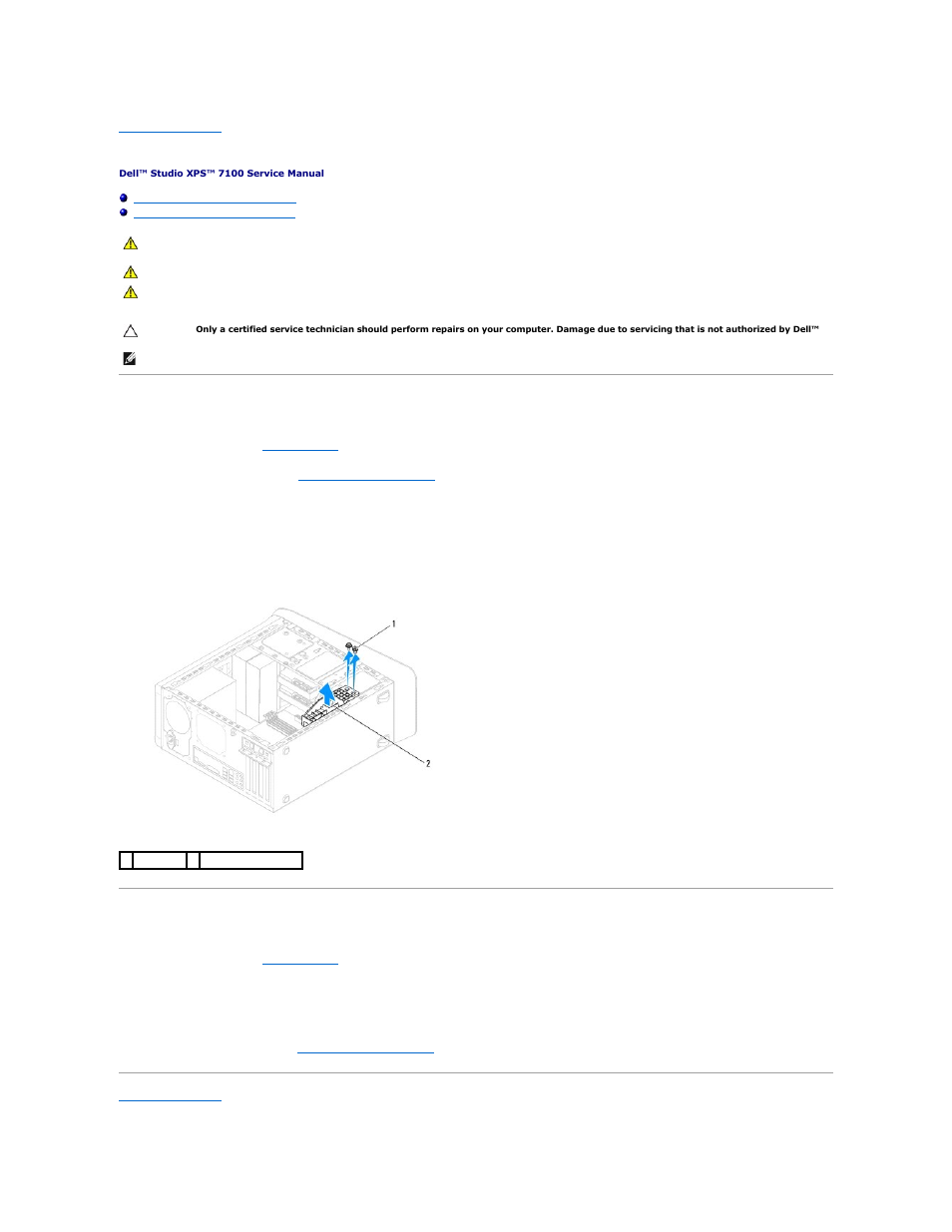 Graphics card bracket, Removing the graphics card bracket, Replacing the graphics card bracket | Dell Studio XPS 7100 (Mid 2010) User Manual | Page 32 / 53