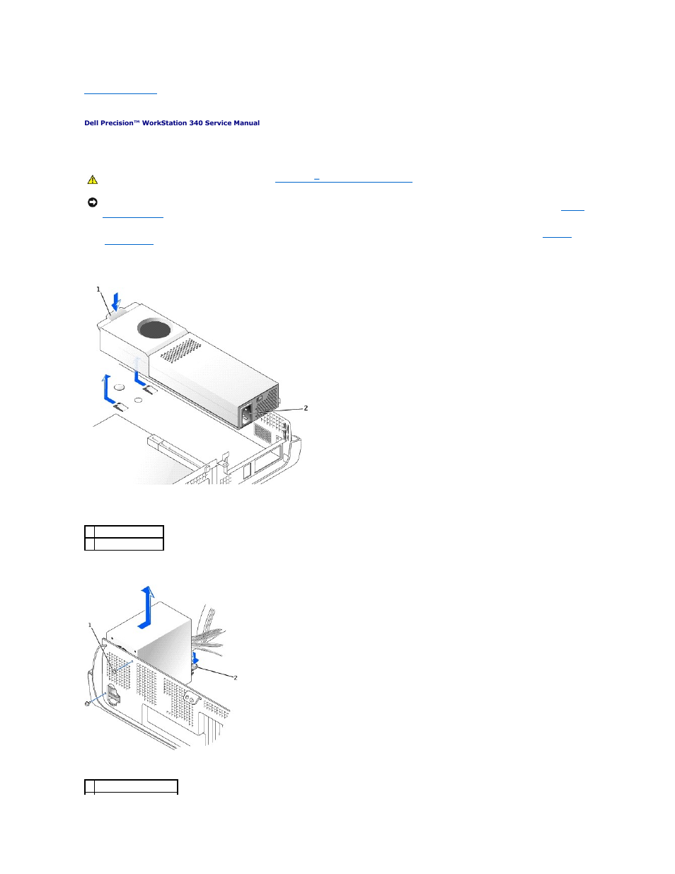 Power supply, Removing the power supply | Dell Precision 340 User Manual | Page 52 / 60