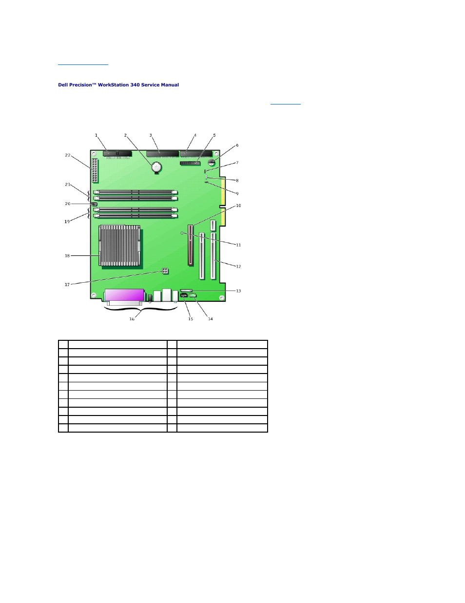 System board components | Dell Precision 340 User Manual | Page 55 / 60