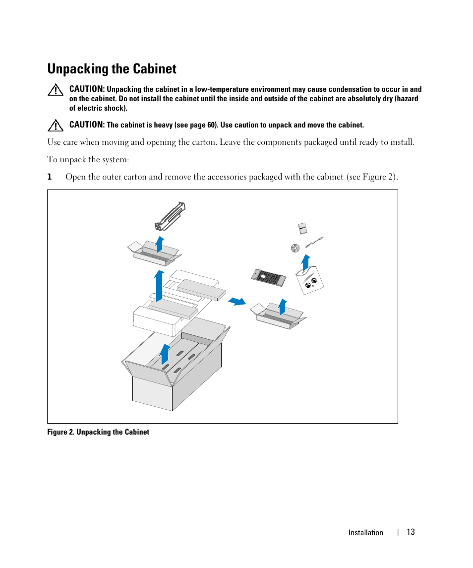 Unpacking the cabinet | Dell UPS 5600R User Manual | Page 13 / 69