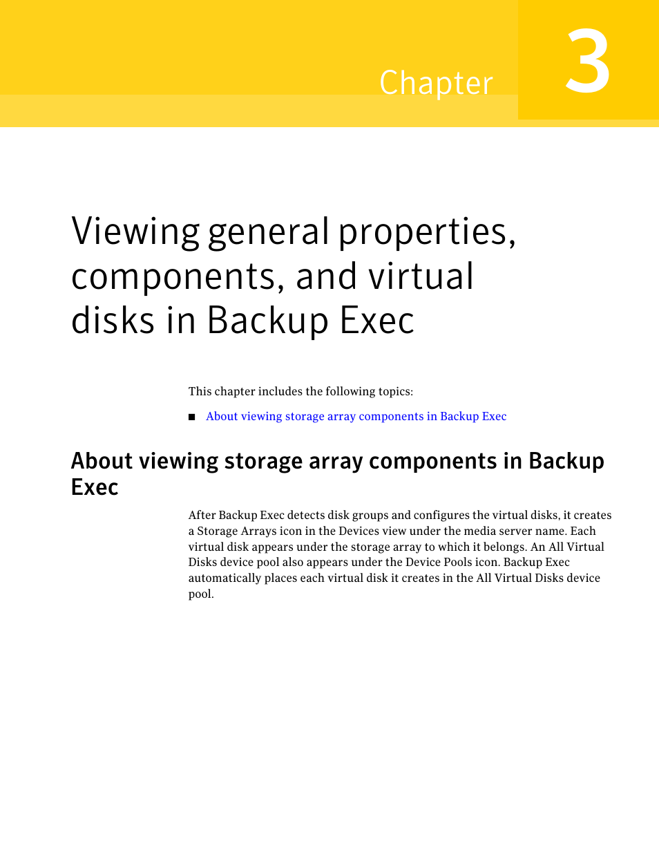 Chapter 3, Viewing general properties, components, and, Virtual disks in backup exec | Chapter | Dell PowerVault DL2000 User Manual | Page 25 / 59