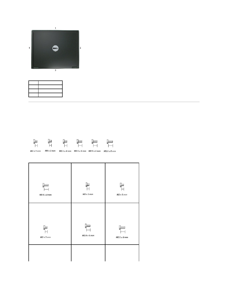 Screw identification | Dell Inspiron 2200 User Manual | Page 5 / 45