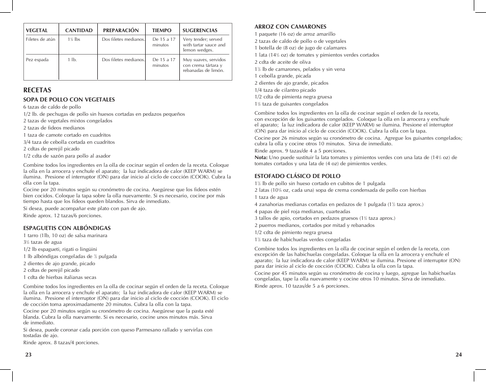 Recetas | Black & Decker RC446 User Manual | Page 13 / 25