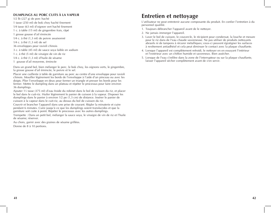 Entretien et nettoyage | Black & Decker RC446 User Manual | Page 22 / 25