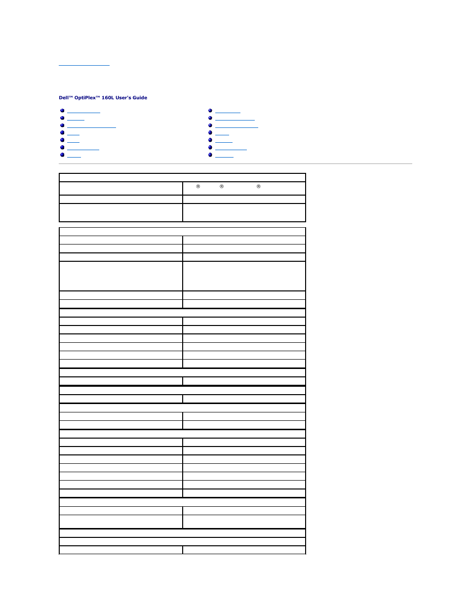 Specifications | Dell OptiPlex 160L User Manual | Page 105 / 112