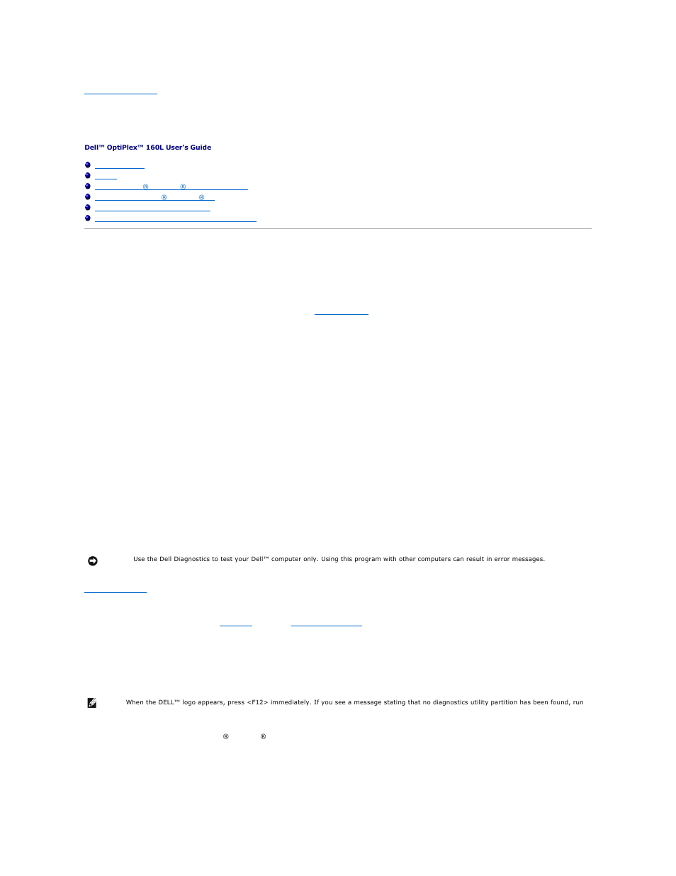 Advanced troubleshooting, Dell diagnostics, When to use the dell diagnostics | Starting the dell diagnostics | Dell OptiPlex 160L User Manual | Page 2 / 112