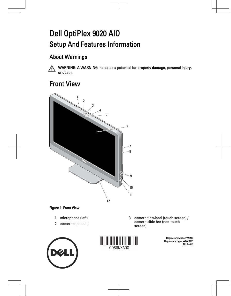 Dell OptiPlex 9020 All In One (Mid 2013) User Manual | 6 pages