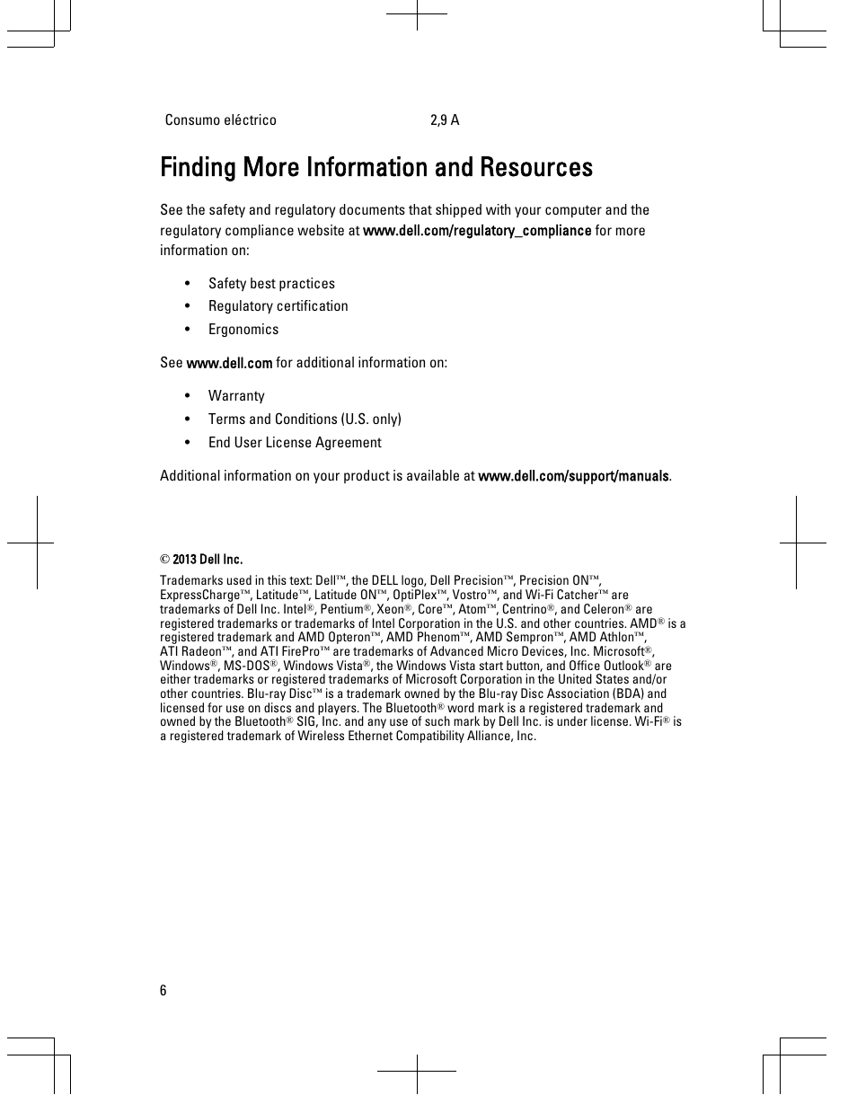 Finding more information and resources | Dell OptiPlex 9020 All In One (Mid 2013) User Manual | Page 6 / 6