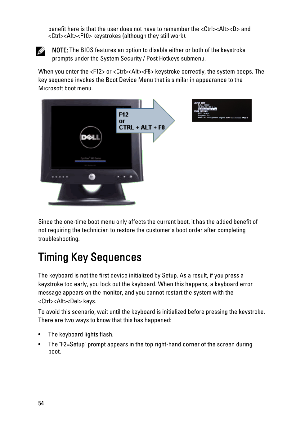 Timing key sequences | Dell Precision T1600 (Early 2011) User Manual | Page 54 / 89