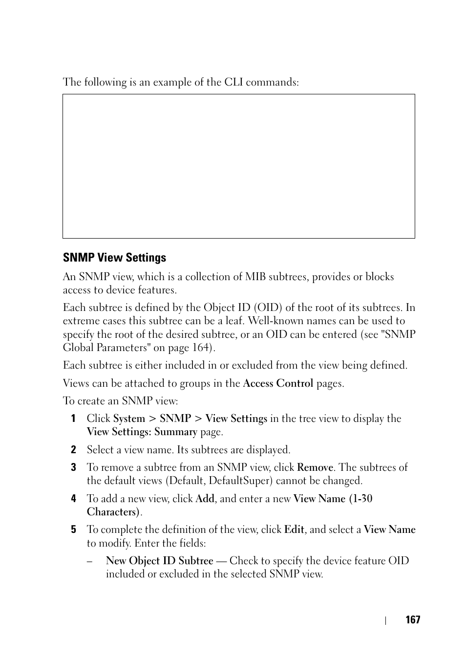 Snmp view settings | Dell PowerEdge VRTX User Manual | Page 167 / 476