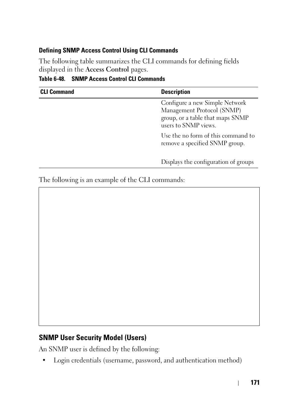 Snmp user security model (users) | Dell PowerEdge VRTX User Manual | Page 171 / 476