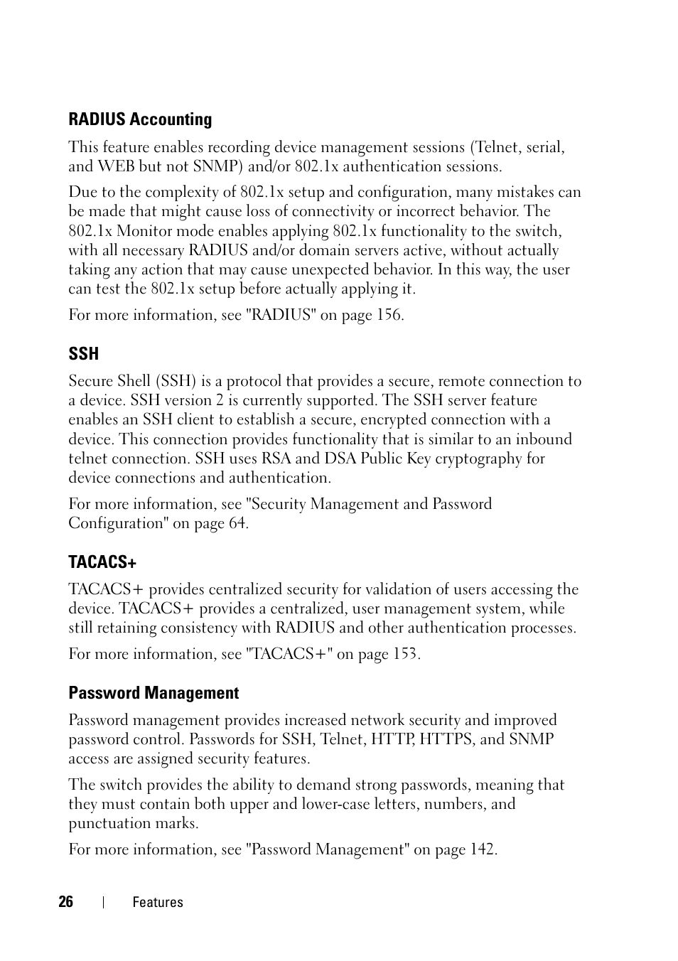 Radius accounting, Tacacs, Password management | Dell PowerEdge VRTX User Manual | Page 26 / 476