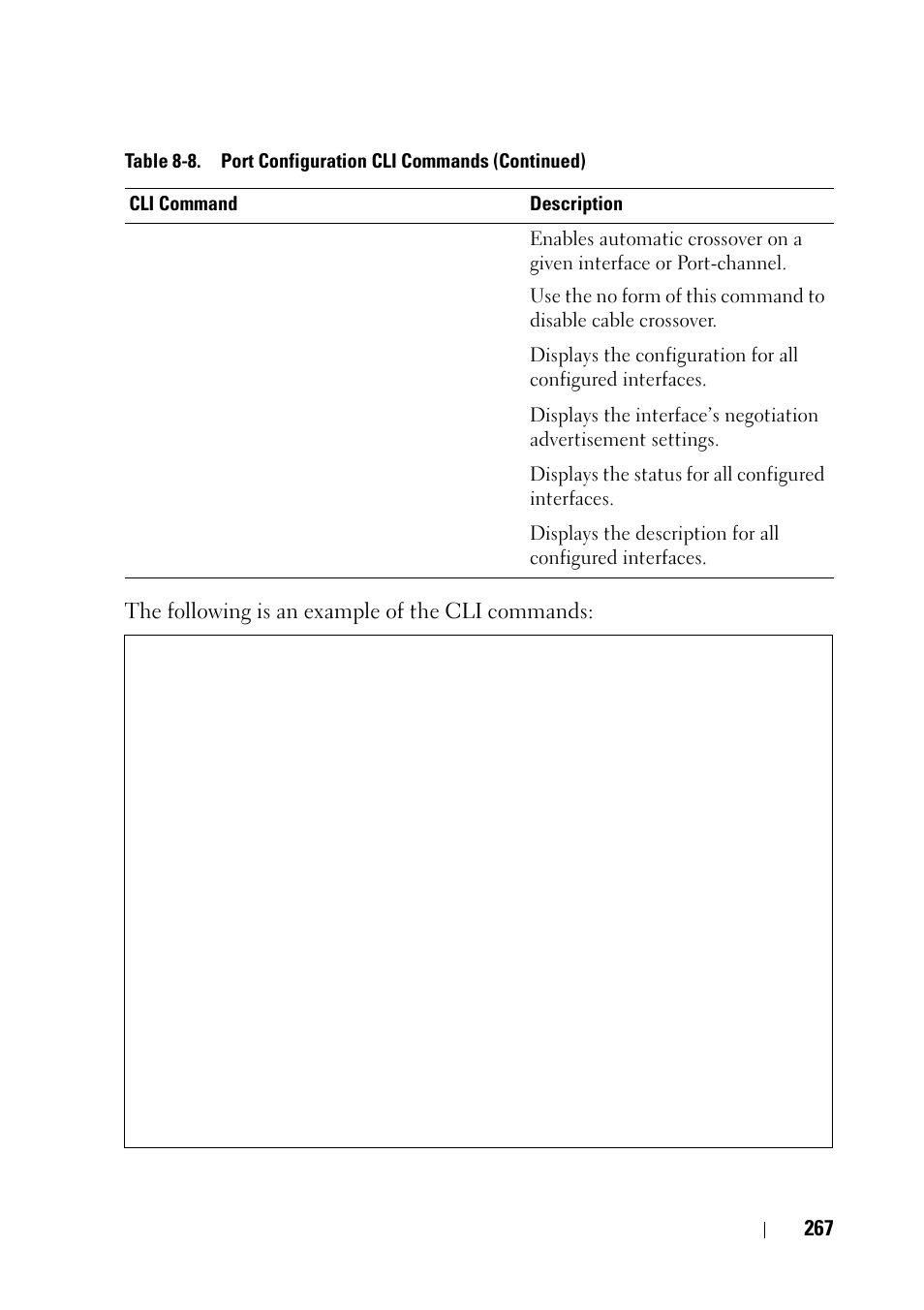 The following is an example of the cli commands, Detailed | Dell PowerEdge VRTX User Manual | Page 267 / 476