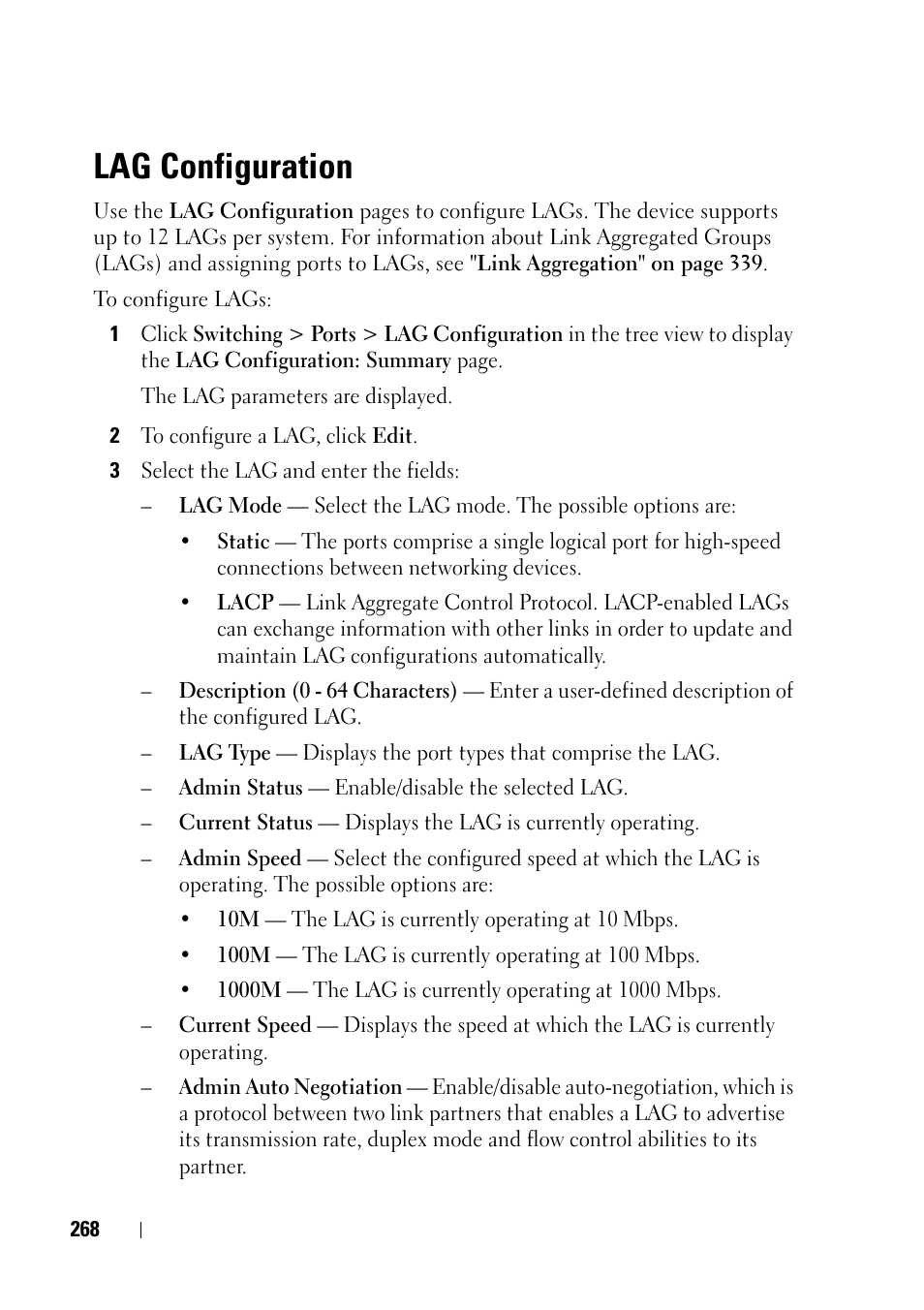 Lag configuration | Dell PowerEdge VRTX User Manual | Page 268 / 476