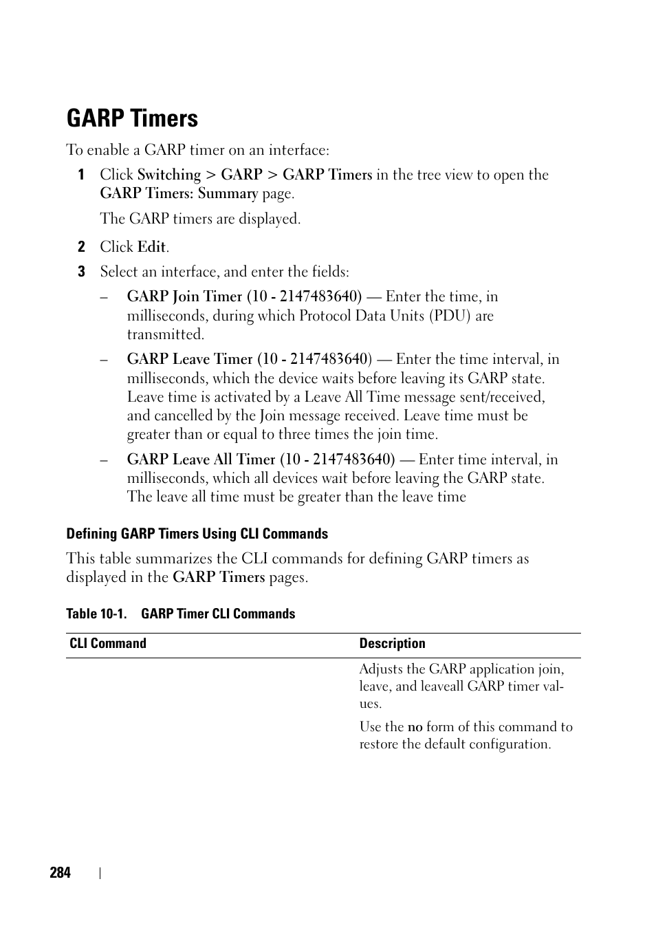 Garp timers | Dell PowerEdge VRTX User Manual | Page 284 / 476